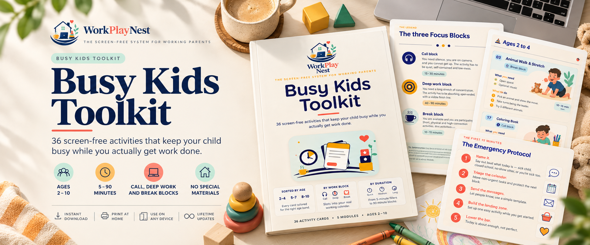 Busy Kids Toolkit by WorkPlayNest: 36 screen-free activities that keep your child busy while you work
